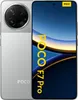 A silver Xiaomi Poco F7 Pro smartphone is shown from the front and back. Produktbild-Vorschau