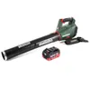 A Metabo leaf blower with a battery and strap on a white background. Podgląd zdjęcia produktu