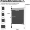 A diagram showing the dimensions of a retractable awning, with various sizes and height adjustments indicated. Anteprima dell’immagine prodotto