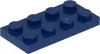 A single dark blue Lego plate with eight studs. Produktbild-Vorschau