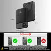 A power bank and its magnetic attachment are shown with dimensions and compatibility information. Produktbild-Vorschau