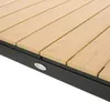 A close-up view of a section of a wooden slatted table with a black frame. Produktbild-Vorschau