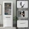 Merax Standvitrine LED Hochglanz mit Regal, Bücherschrank Produktbild-Vorschau 3