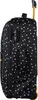 Side view of a black polka dot trolley suitcase with a gold telescopic handle. Produktbild-Vorschau