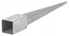 A galvanized steel fence post ground spike with a square mounting bracket. Anteprima dell’immagine prodotto