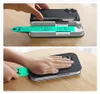 Two images showing the process of applying a screen protector to a smartphone using an alignment tool. Náhľad obrázku produktu
