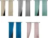 A collage of different colored curtains, each shown as a pair, with one curtain partially open. Produktbild-Vorschau