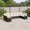 vidaXL 10-tlg. Garten-Sofagarnitur mit Kissen Schwarz Poly Produktbild-Vorschau 2