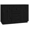 Sideboard Schwarz 111x34x75 cm Massivholz Kiefer Produktbild-Vorschau 1