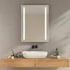 A modern bathroom vanity with a vessel sink, a mirror with LED lighting, and a wooden countertop. Náhled obrázku produktu