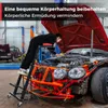 A mechanic is working on a car engine, using a creeper seat. Podgląd zdjęcia produktu