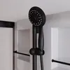 Detailbild einer mattschwarzen Handbrause in einer Komplettdusche Produktbild-Vorschau
