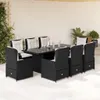 vidaXL 9-tlg. Garten-Essgruppe mit Kissen Schwarz Poly Produktbild-Vorschau 2