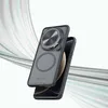 A phone case with a magnetic ring is shown against a background with abstract wavy lines. Produktbild-Vorschau