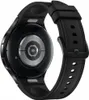 The back of a black smartwatch with a black leather strap is shown against a white background. Náhled obrázku produktu
