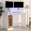 vidaXL Psací stůl s LED diodami vysoký lesk bílý 97x45x90 Náhled obrázku produktu 2