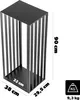 A black metal firewood rack with dimensions indicated. Náhled obrázku produktu