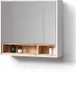 A bathroom cabinet with a mirror and open shelves. Produktbild-Vorschau