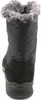 The back view of a black winter boot with gray fur trim. Náhľad obrázku produktu