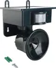 A solar-powered animal repeller device with a motion sensor and speaker, shown against a white background. Mounting hardware is also visible. Podgląd zdjęcia produktu