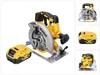 A DeWalt circular saw and battery are displayed against a white background. Produktbild-Vorschau