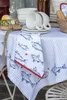 Clayre & Eef Panier à pain 35x35x8 cm Blanc Bleu Coton Voir les images du produit 6