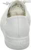 A white leather sneaker is shown from the back. Voir les images du produit