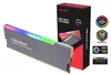 A computer RAM module with RGB lighting next to its packaging, with various motherboard RGB sync logos. Anteprima dell’immagine prodotto