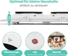 A product image collage showing a white double hot plate and close-ups of its features and a lifestyle image of people camping. Náhled obrázku produktu