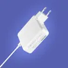 A white power adapter with a cable is shown against a blue background. Podgląd zdjęcia produktu