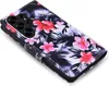A close-up, angled view of a floral-patterned phone case, showing the camera cutout. Produktbild-Vorschau