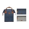 A blue rucksack and two pouches are displayed against a white background. Produktbild-Vorschau