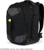 A black backpack with gray checkered accents is shown against a white background. Podgląd zdjęcia produktu
