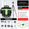 A promotional image showcasing a 16-line green laser level with its accessories and features. Produktbild-Vorschau