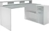 A white and gray desk with shelves and drawers against a white background. Produktbild-Vorschau