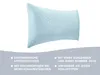 A light blue pillow with snowflake patterns is shown against a white background, with descriptive text below. Produktbild-Vorschau