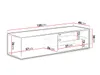 A line drawing diagram of a TV stand with dimensions indicated. Náhled obrázku produktu