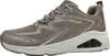 A side view of a single beige Skechers sneaker. Voir les images du produit