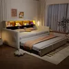 A bedroom scene with a sofa bed pulled out, showing the trundle bed underneath. The room has curtains and decorative items. Voir les images du produit