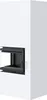 A white, modern fireplace insert shown from a side-angle. Produktbild-Vorschau
