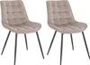 Two beige upholstered dining chairs with black metal legs are shown against a white background. Produktbild-Vorschau