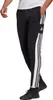A person wearing black Adidas pants with white stripes. Voir les images du produit