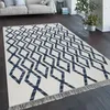 Teppich Wohnzimmer Boho Stil Fransen Handgewebt Produktbild-Vorschau 1