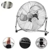 A chrome floor fan is shown from multiple angles, with close-ups of its handle and control panel. Náhľad obrázku produktu