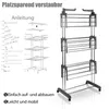 An image showing an assembly diagram and a 3D render of a drying rack. Produktbild-Vorschau