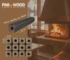 A cozy living room scene with a fireplace burning, showcasing hardwood briquettes. Produktbild-Vorschau