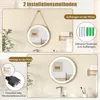 Collage showing two different installation methods for a round LED bathroom mirror. Anteprima dell’immagine prodotto