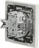 Close-up view of the back of a white electrical switch or outlet mechanism, showing internal components and wiring terminals. Anteprima dell’immagine prodotto