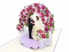 biglietto di matrimonio pop-up 3D con arco di fiori di rosa Anteprima dell’immagine prodotto 5
