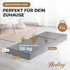 A folded mattress is shown on a floor with dimensions and weight information overlaid. Produktbild-Vorschau